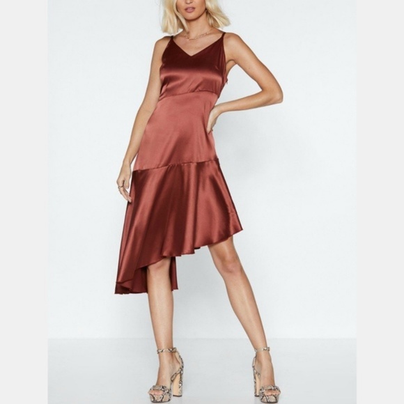 Nasty Gal Dresses & Skirts - Nasty Gal Satin Slip Dress Chocolate Wine
